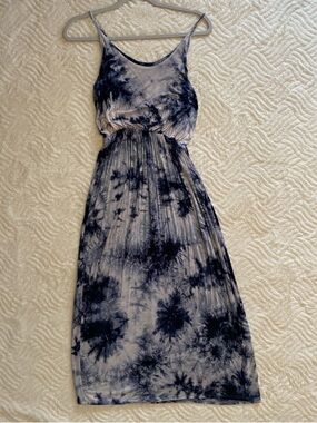 Olivia Rae Navy and Gray Tie-Dye Spaghetti Strap Midi Dress